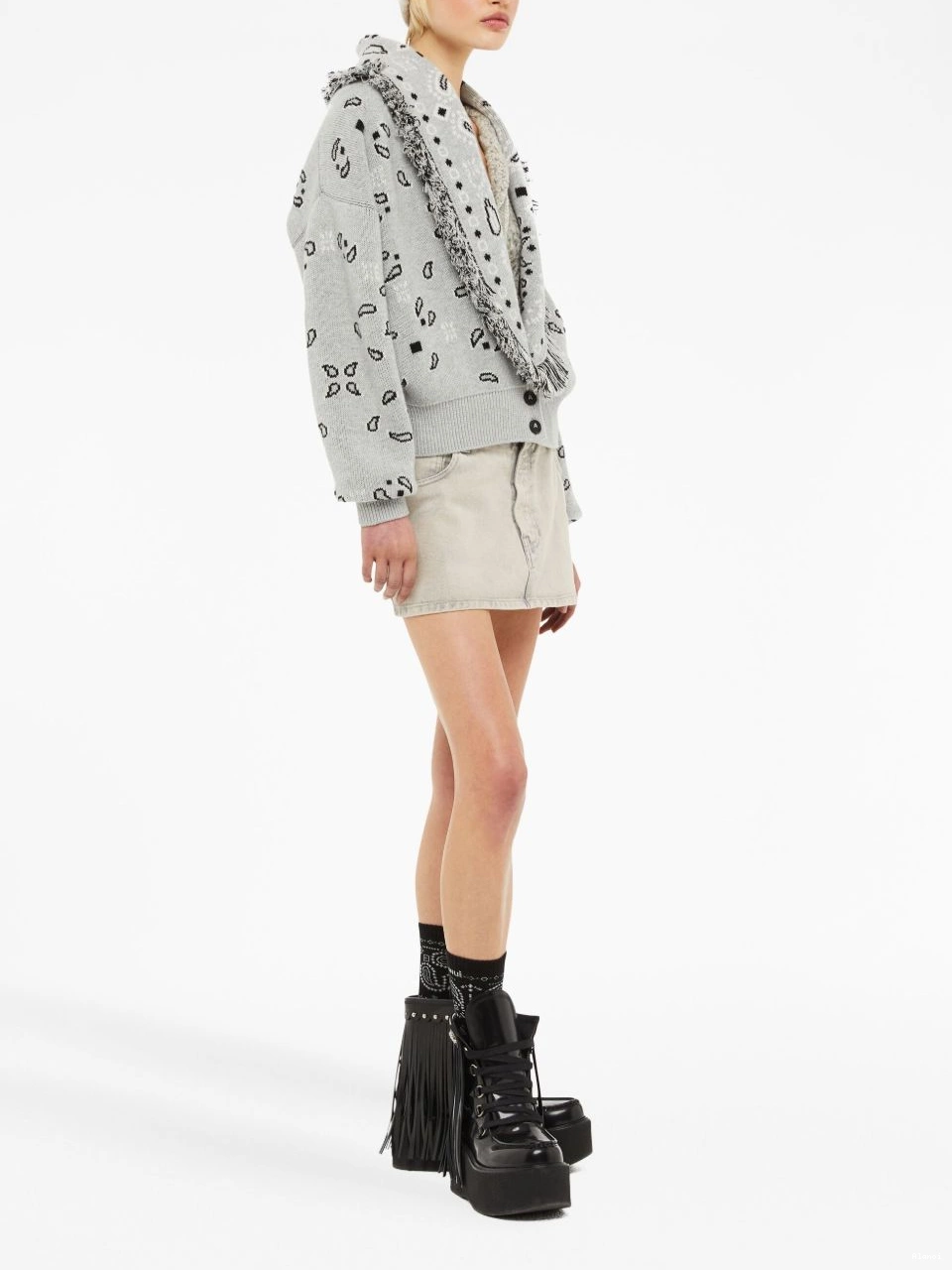 Affordable Alanui cardi-bomber Women fringed Jacquard Bandana 0706